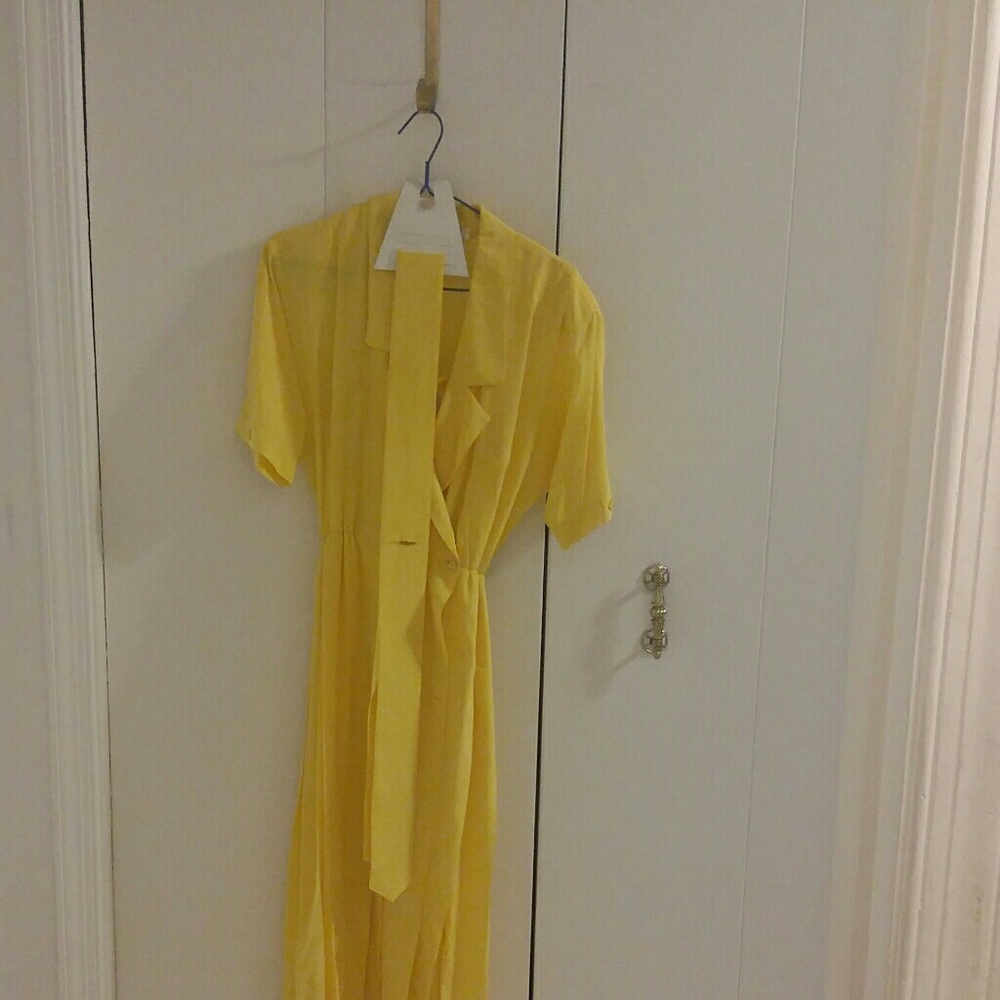 Vintage Yellow Silk 3 Piece Dress - Picture 7 of 7